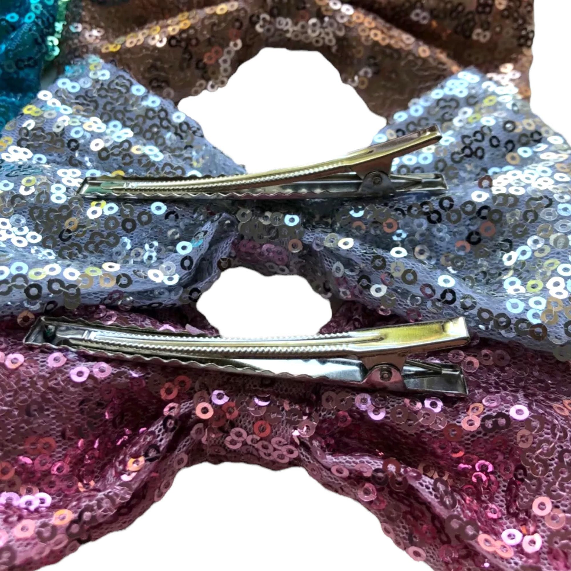 Big Sequin Hair Bows 5” With Clip Sparkly Glitter Sequins Hair Clips Slides - Lilium Kids