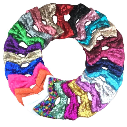 Big Sequin Hair Bows 5” With Clip Sparkly Glitter Sequins Hair Clips Slides - Lilium Kids