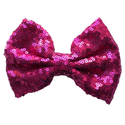 Big Sequin Hair Bows 5” With Clip Sparkly Glitter Sequins Hair Clips Slides - Lilium Kids