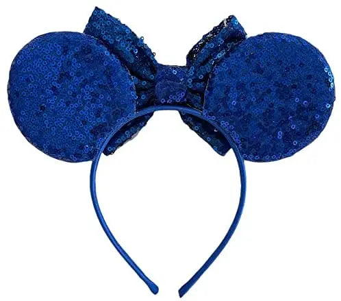 Blue Tinker Bell  Minnie Mouse Inspired Alice Headband With Big 5" Bow - Lilium Kids