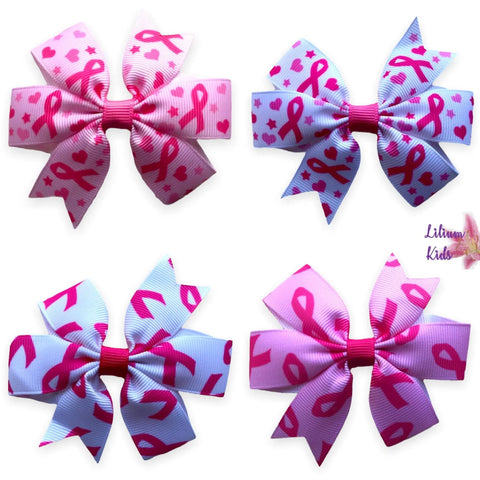 Cancer Hair Bows Clips Slides Pink Ribbon Cancer Help Beat IT! Race For Life
