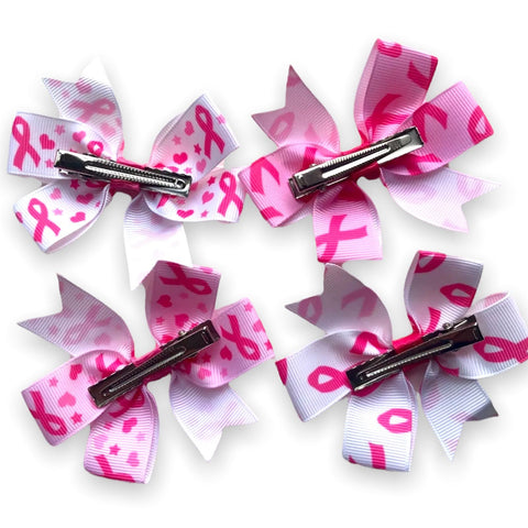 Cancer Hair Bows Clips Slides Pink Ribbon Cancer Help Beat IT! Race For Life