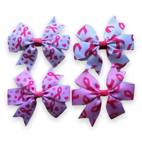 Cancer Hair Bows Clips Slides Pink Ribbon Cancer Help Beat IT! Race For Life