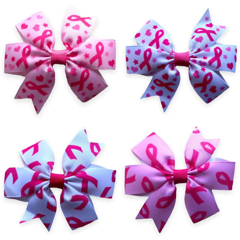Cancer Hair Bows Clips Slides Pink Ribbon Cancer Help Beat IT! Race For Life