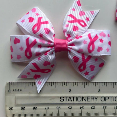 Cancer Hair Bows Clips Slides Pink Ribbon Cancer Help Beat IT! Race For Life