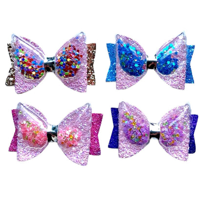 Glitter Confetti Angel Wing Hair Bows Clips Grips Slides - Handmade Multi Colour - Lilium Kids