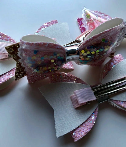 Glitter Confetti Angel Wing Hair Bows Clips Grips Slides - Handmade Multi Colour - Lilium Kids