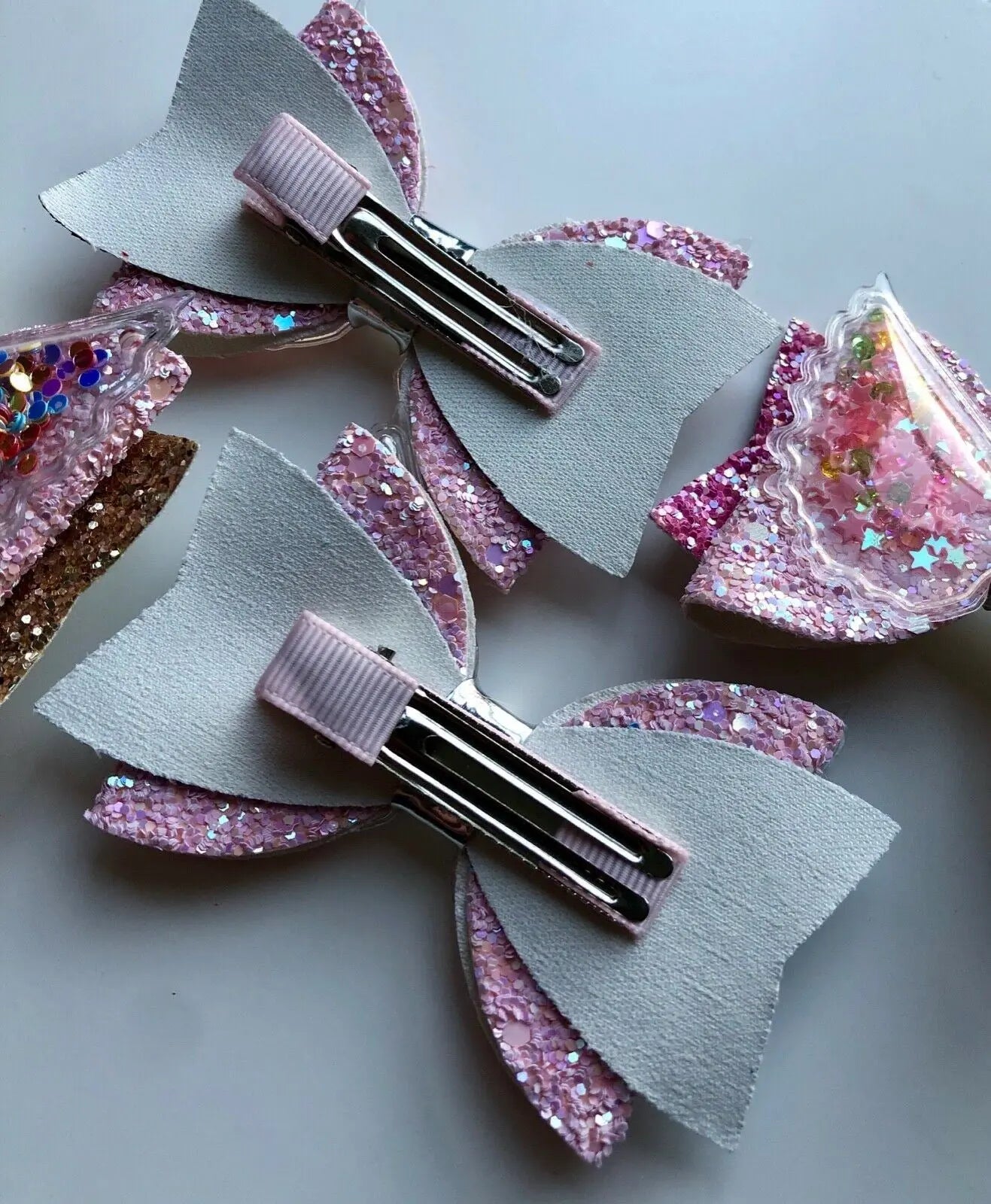 Glitter Confetti Angel Wing Hair Bows Clips Grips Slides - Handmade Multi Colour - Lilium Kids