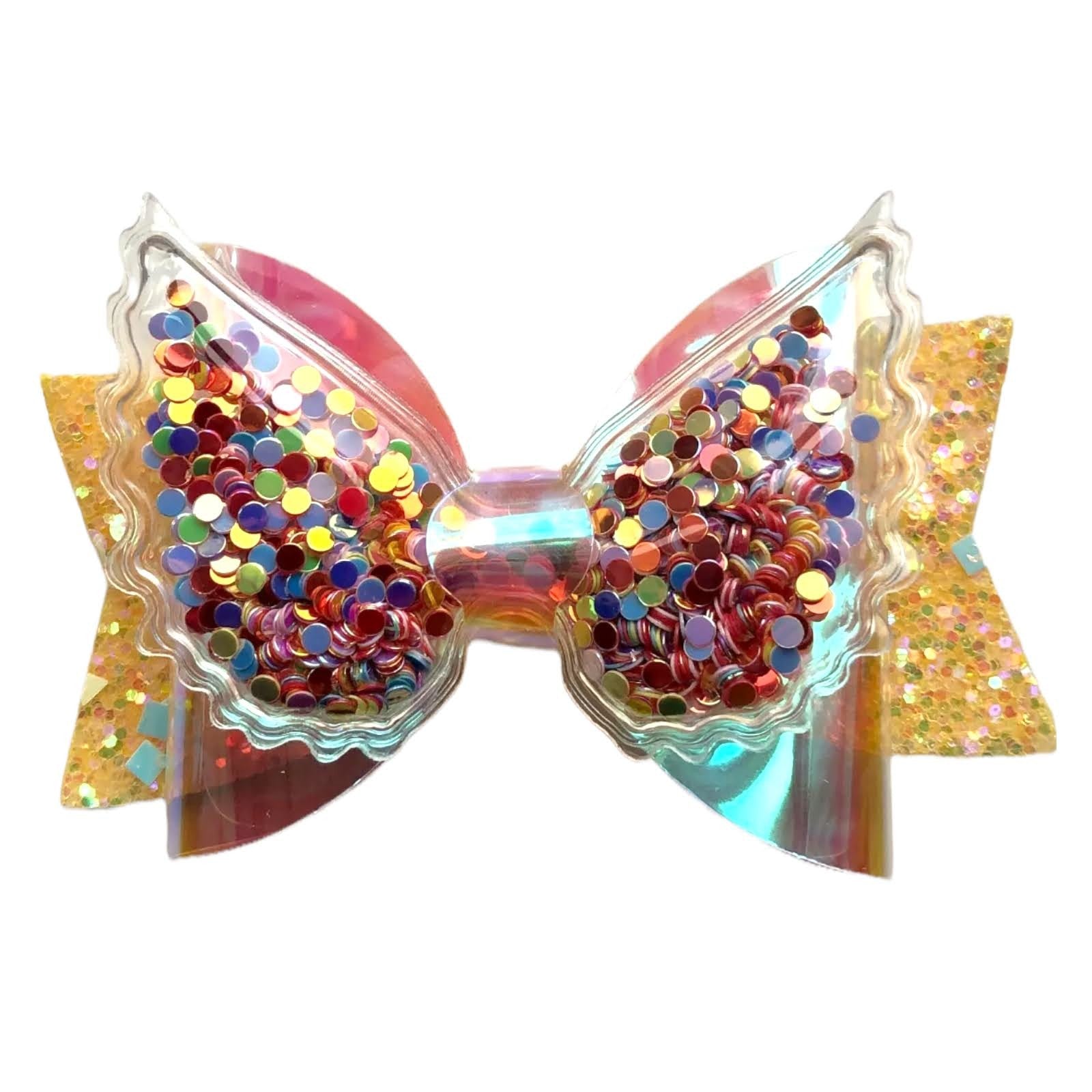 Glitter Confetti Angel Wing Hair Bows Clips Grips Slides - Handmade Multi Colour - Lilium Kids