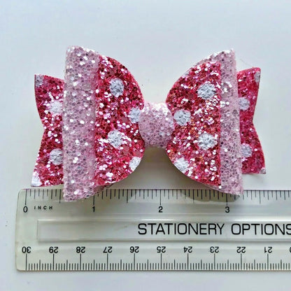 Glitter Polka Dot Hair Bows Clips 3.5" Red Yellow Pink Purple - Lilium Kids