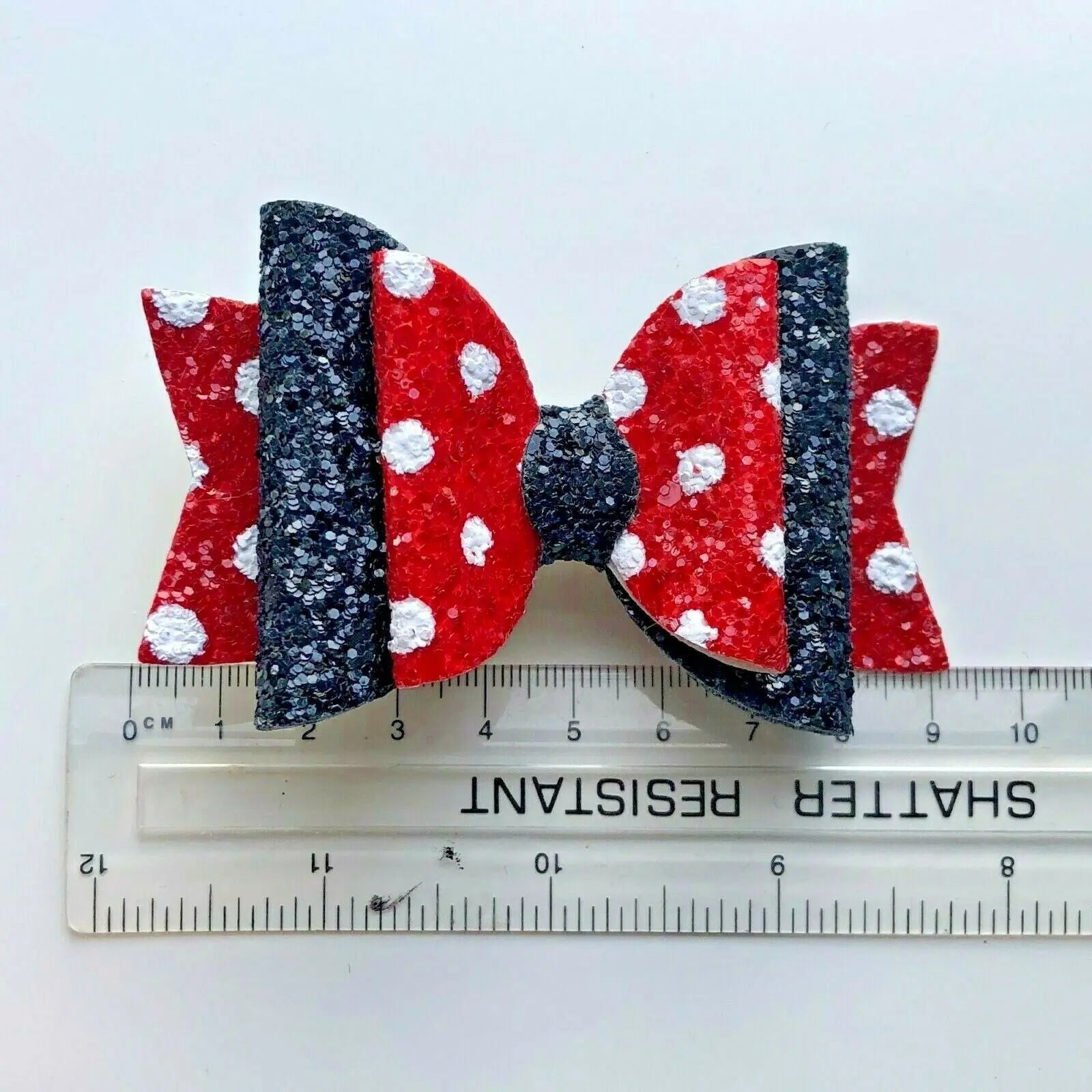 Glitter Polka Dot Hair Bows Clips 3.5" Red Yellow Pink Purple - Lilium Kids