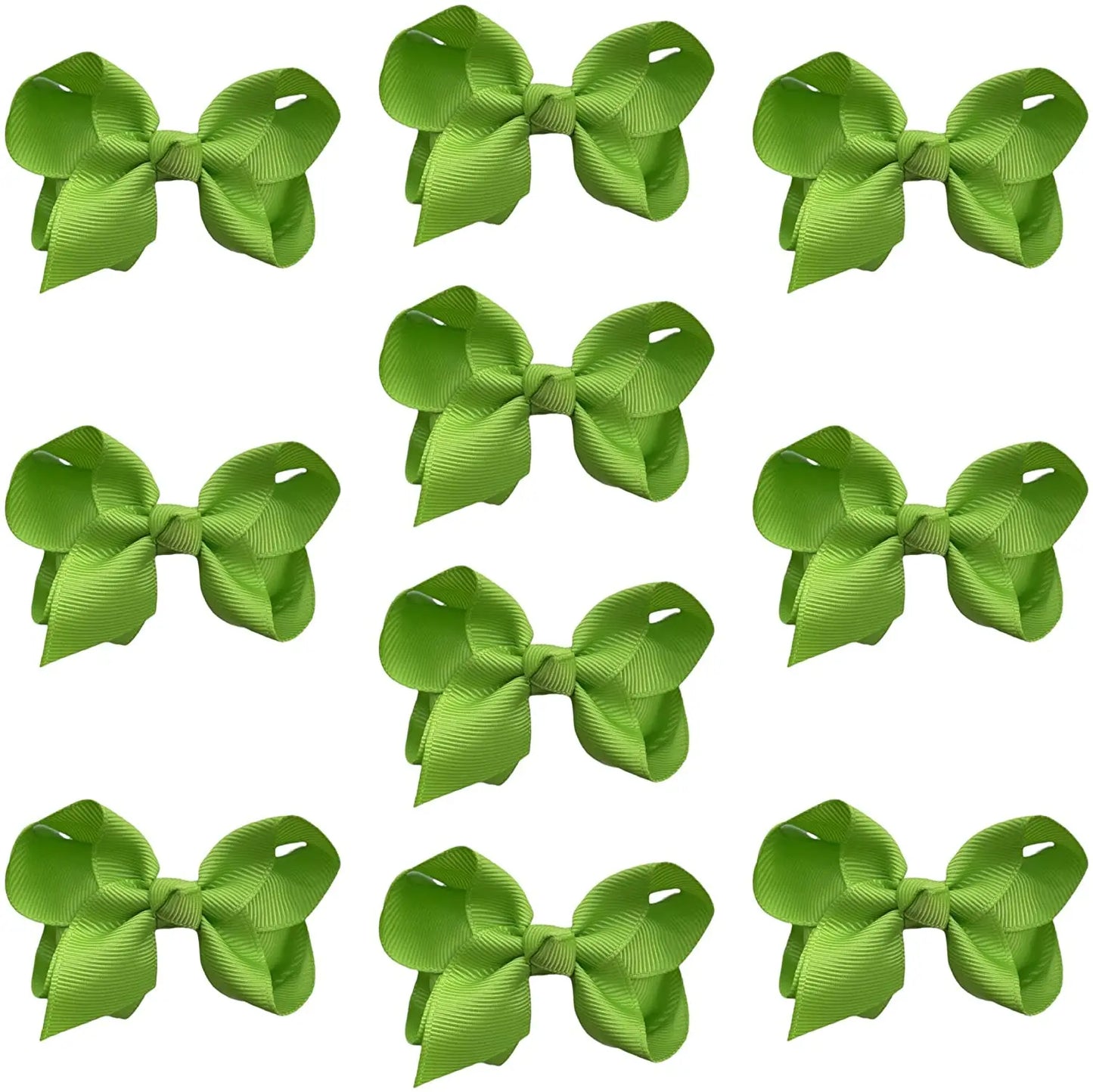 Hair Bow Knots 3" Inch Clips Slides Apple Green - Lilium Kids