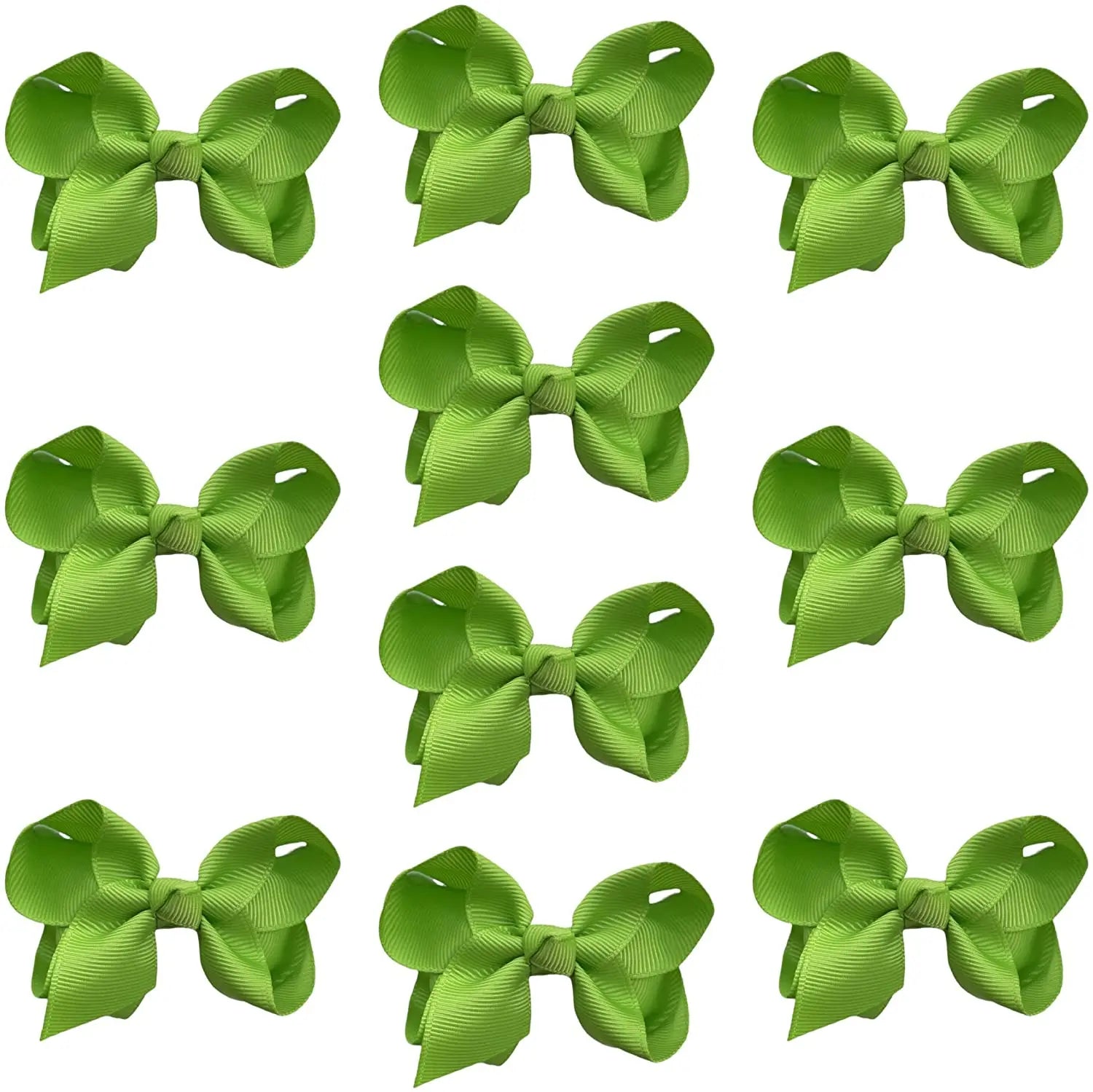 Hair Bow Knots 3" Inch Clips Slides Apple Green - Lilium Kids