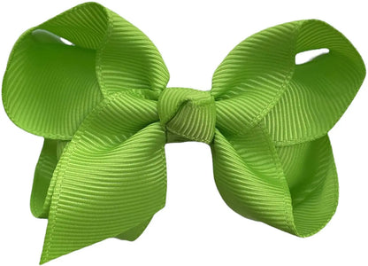 Hair Bow Knots 3" Inch Clips Slides Apple Green - Lilium Kids