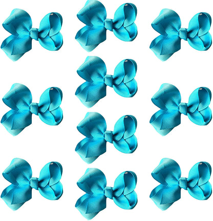 Hair Bow Knots 3" Inch Clips Slides Aqua Blue - Lilium Kids