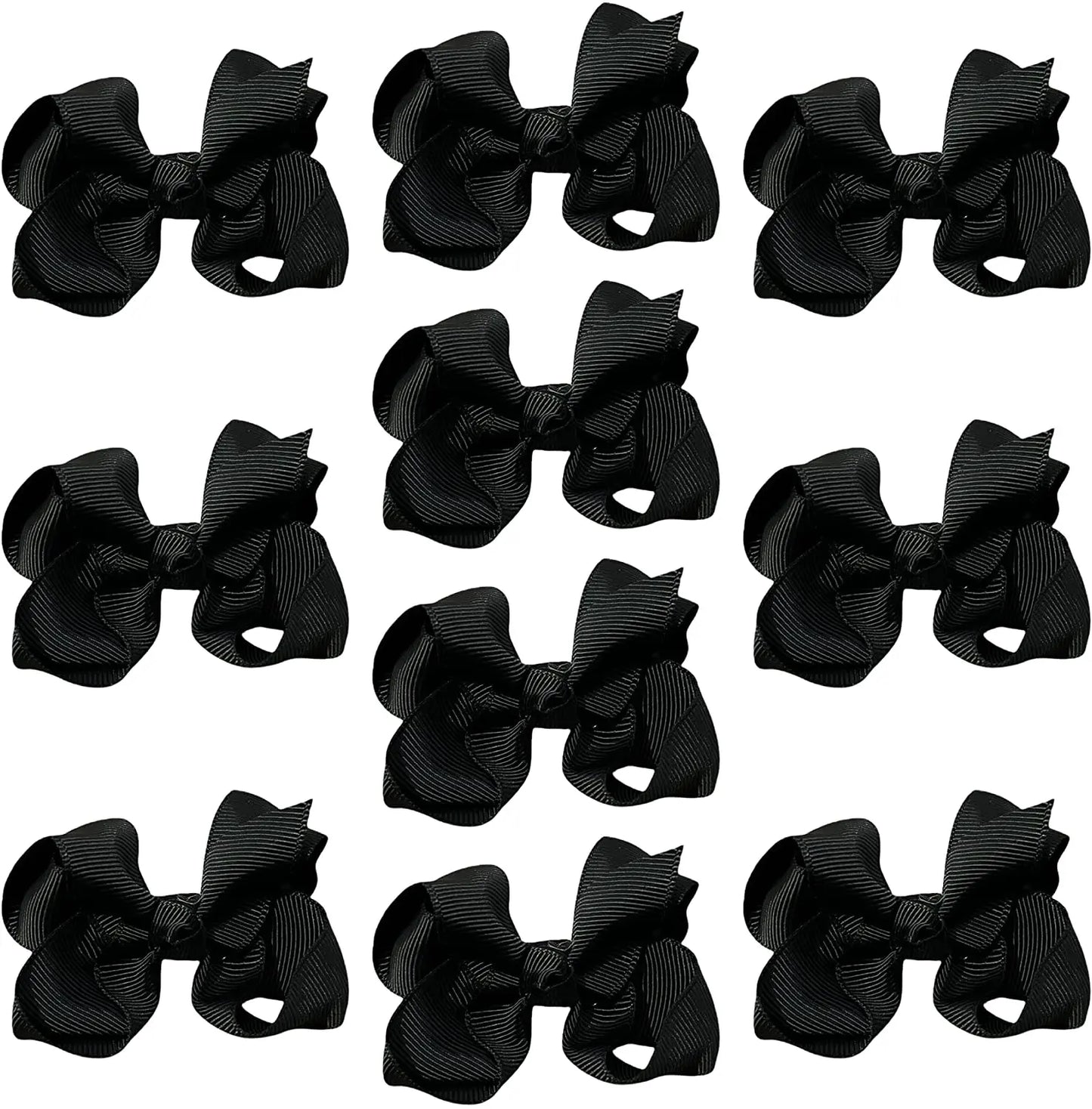 Hair Bow Knots 3" Inch Clips Slides Black - Lilium Kids