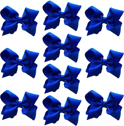 Hair Bow Knots 3" Inch Clips Slides Dark Blue