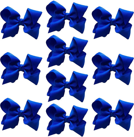 Hair Bow Knots 3" Inch Clips Slides Dark Blue