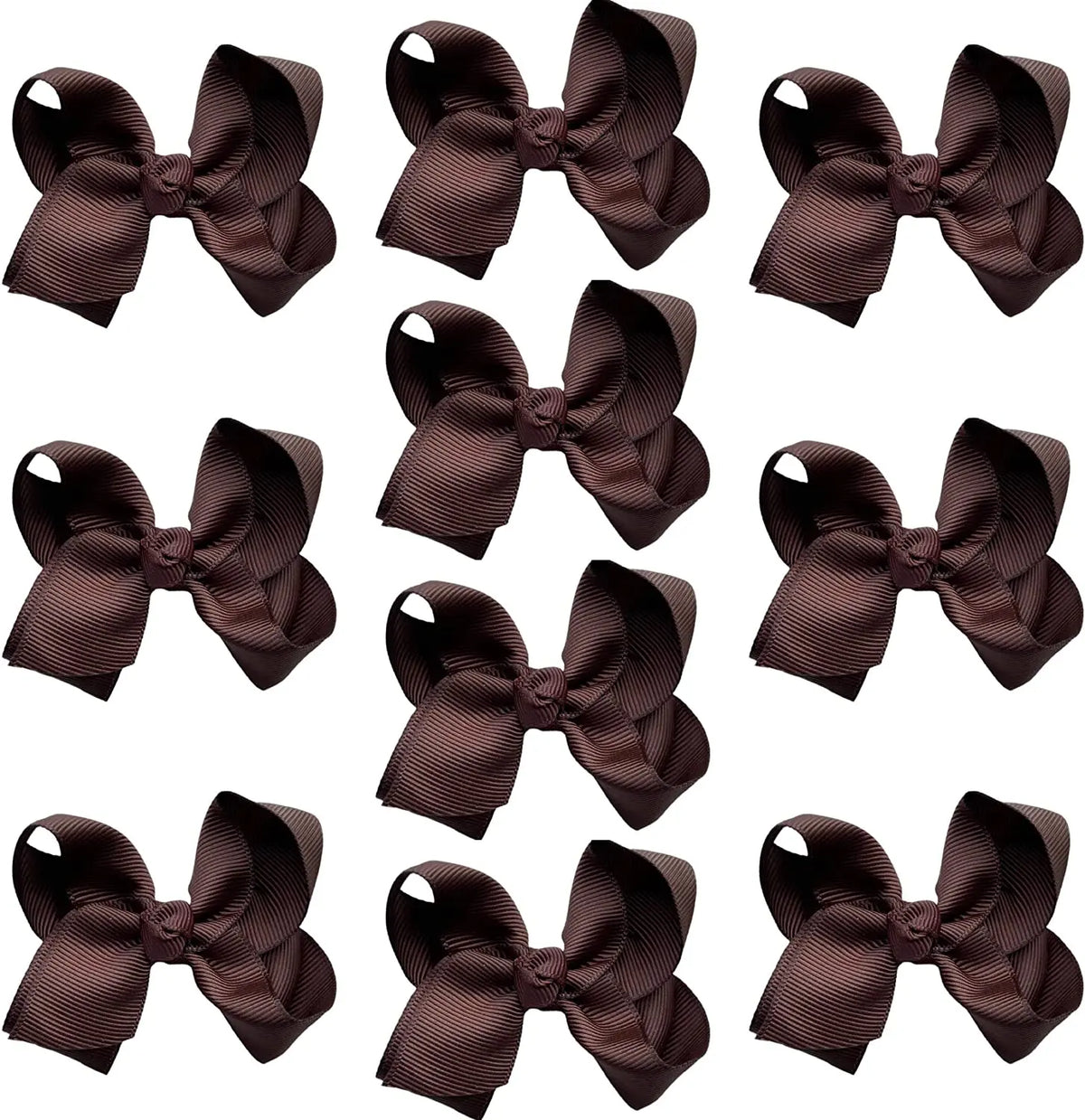 Hair Bow Knots 3" Inch Clips Slides Dark Brown