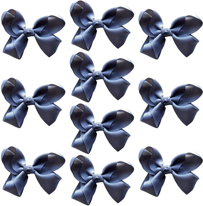 Hair Bow Knots 3" Inch Clips Slides Dark Grey