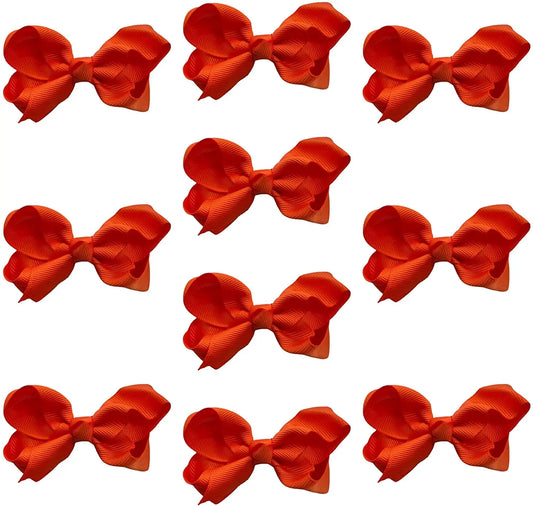 Hair Bow Knots 3" Inch Clips Slides Dark Orange