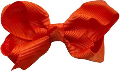 Hair Bow Knots 3" Inch Clips Slides Dark Orange