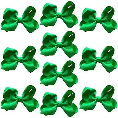 Hair Bow Knots 3" Inch Clips Slides Emerald Green