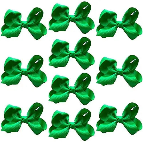 Hair Bow Knots 3" Inch Clips Slides Emerald Green