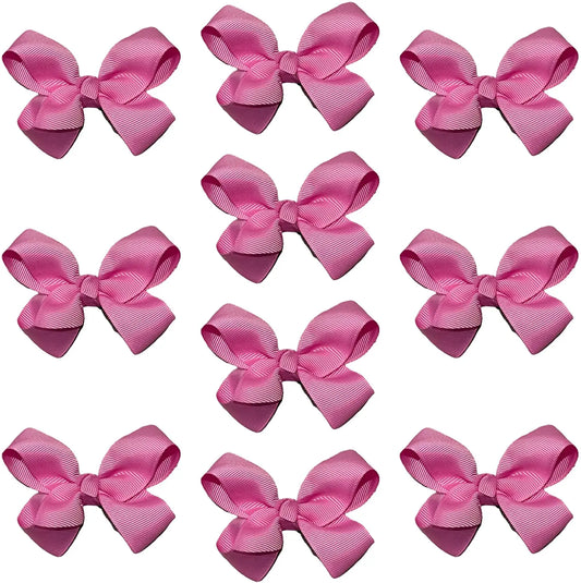 Hair Bow Knots 3" Inch Clips Slides Fuchsia