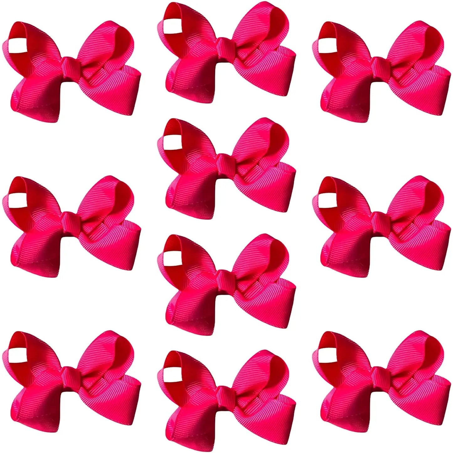 Hair Bow Knots 3" Inch Clips Slides Hot Pink