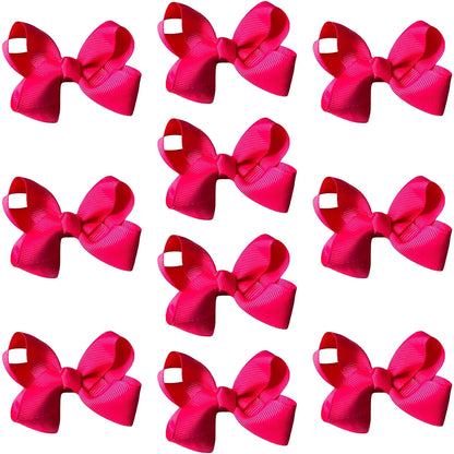 Hair Bow Knots 3" Inch Clips Slides Hot Pink