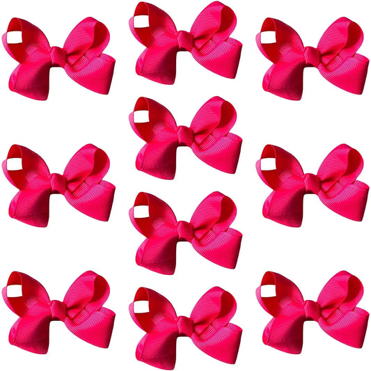 Hair Bow Knots 3" Inch Clips Slides Hot Pink