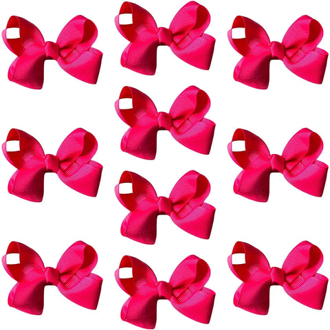 Hair Bow Knots 3" Inch Clips Slides Hot Pink