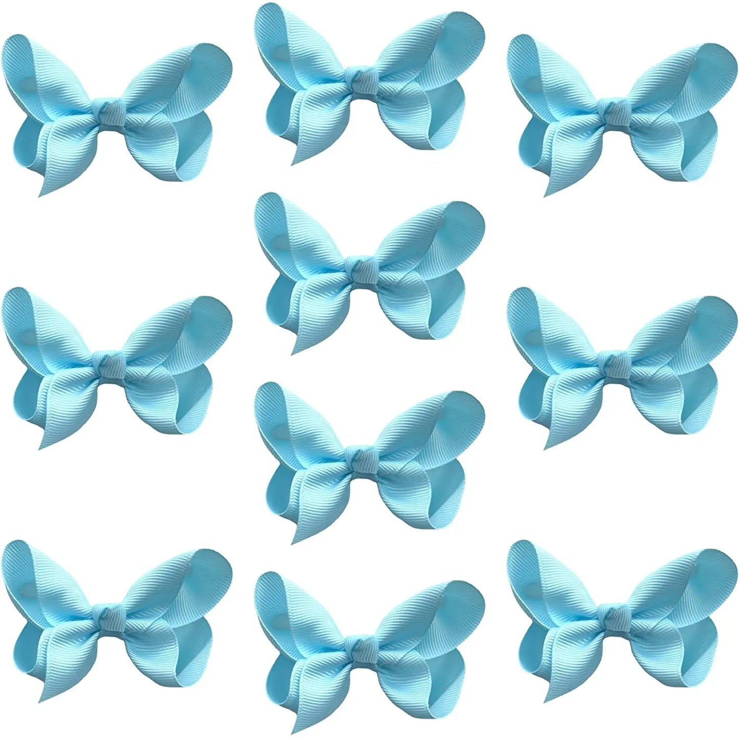 Hair Bow Knots 3" Inch Clips Slides Light Blue