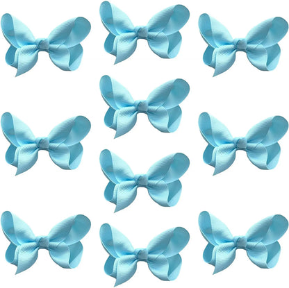 Hair Bow Knots 3" Inch Clips Slides Light Blue