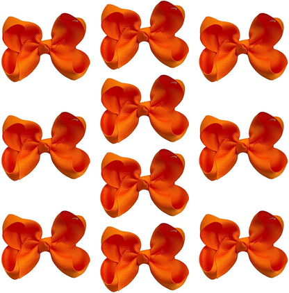 Hair Bow Knots 3" Inch Clips Slides Light Orange