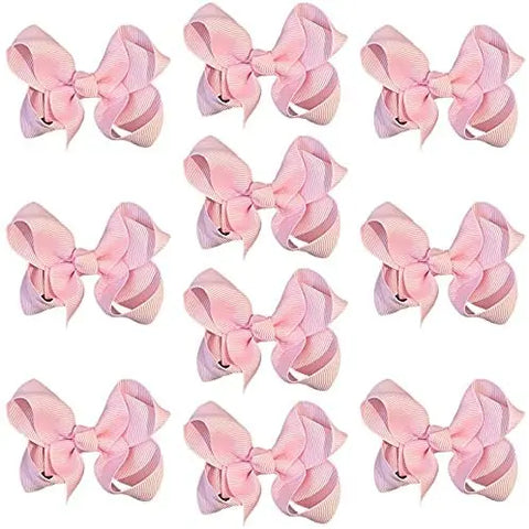 Hair Bow Knots 3" Inch Clips Slides Light Pink
