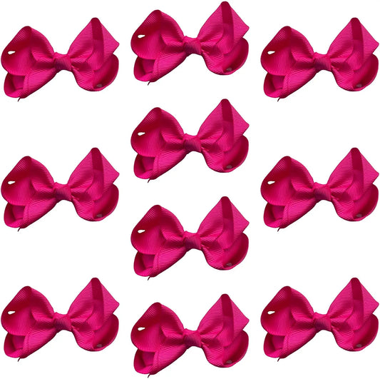 Hair Bow Knots 3" Inch Clips Slides Magenta