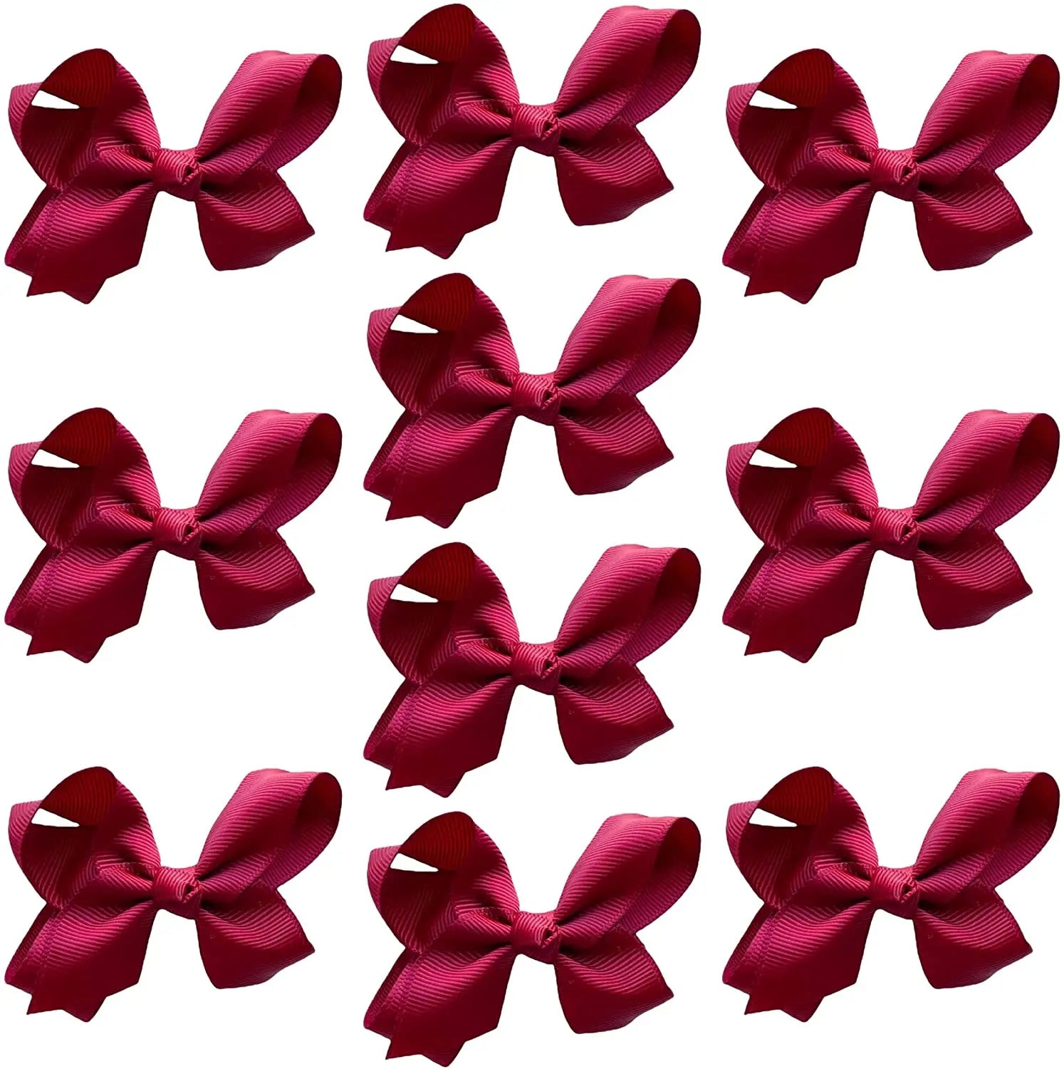 Hair Bow Knots 3" Inch Clips Slides Maroon/Burgundy - Lilium Kids