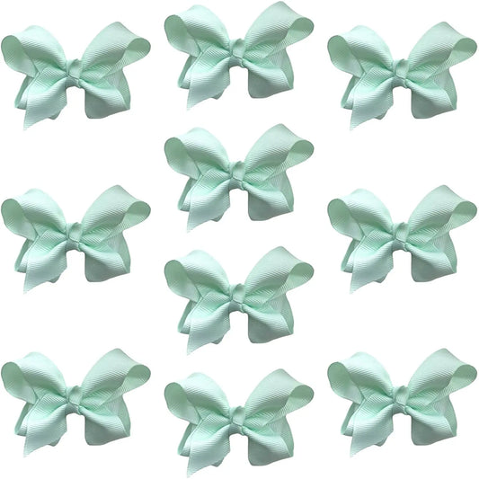 Hair Bow Knots 3" Inch Clips Slides Mint Green