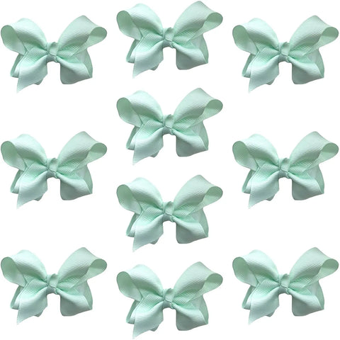 Hair Bow Knots 3" Inch Clips Slides Mint Green