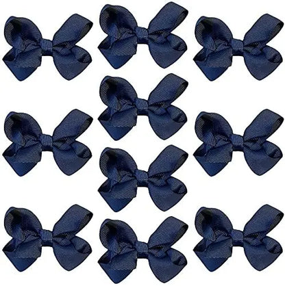 Hair Bow Knots 3" Inch Clips Slides Navy Blue