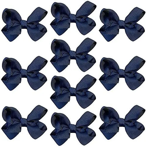 Hair Bow Knots 3" Inch Clips Slides Navy Blue