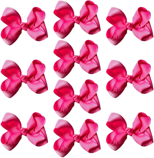 Hair Bow Knots 3" Inch Clips Slides Pink