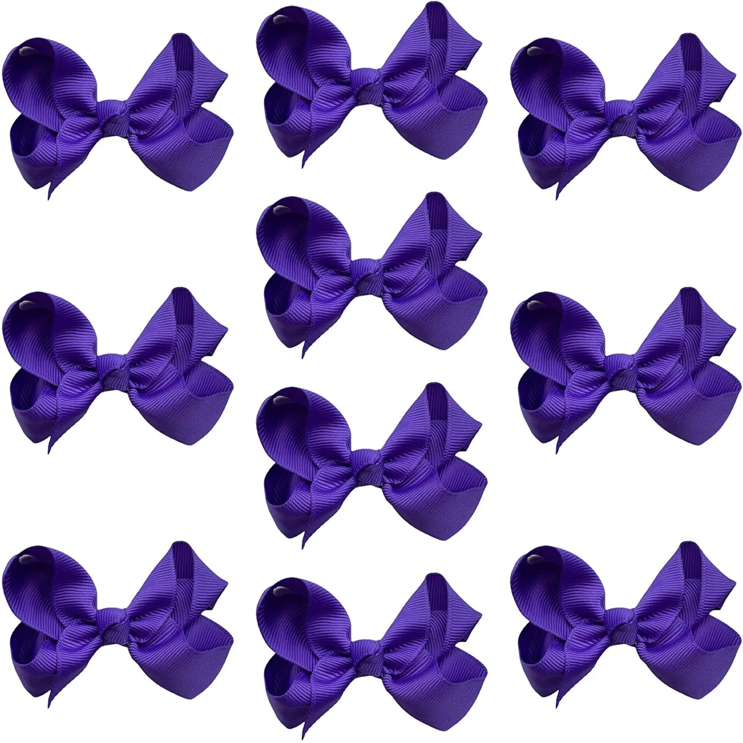 Hair Bow Knots 3" Inch Clips Slides Purple