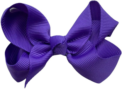 Hair Bow Knots 3" Inch Clips Slides Purple