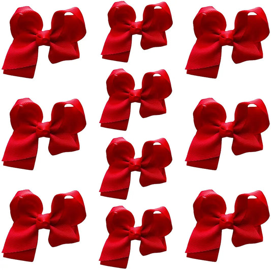 Hair Bow Knots 3" Inch Clips Slides Red