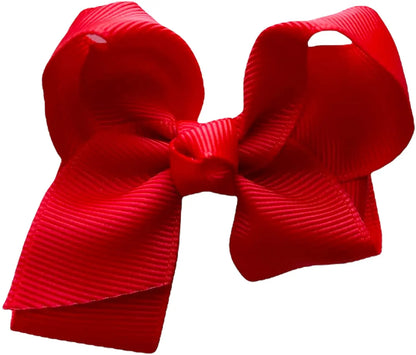 Hair Bow Knots 3" Inch Clips Slides Red