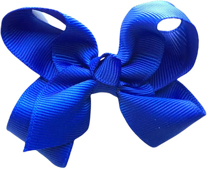 Hair Bow Knots 3" Inch Clips Slides Royal Blue