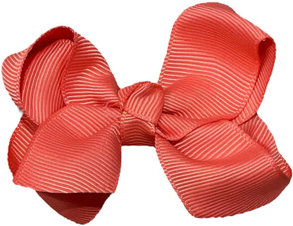 Salmon Pink Hair Bow Knots 3" Inch Clips, Grips - 10 Pack